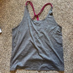 Grey and pink workout tank top